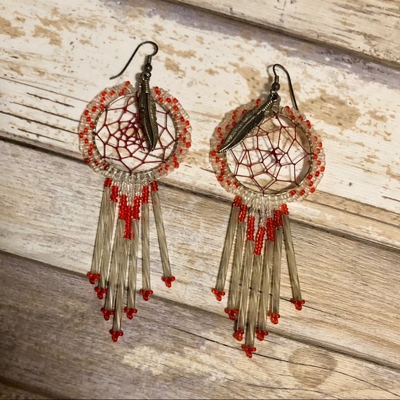 Anthropologie Dream Catcher Beaded Dangle Earrings